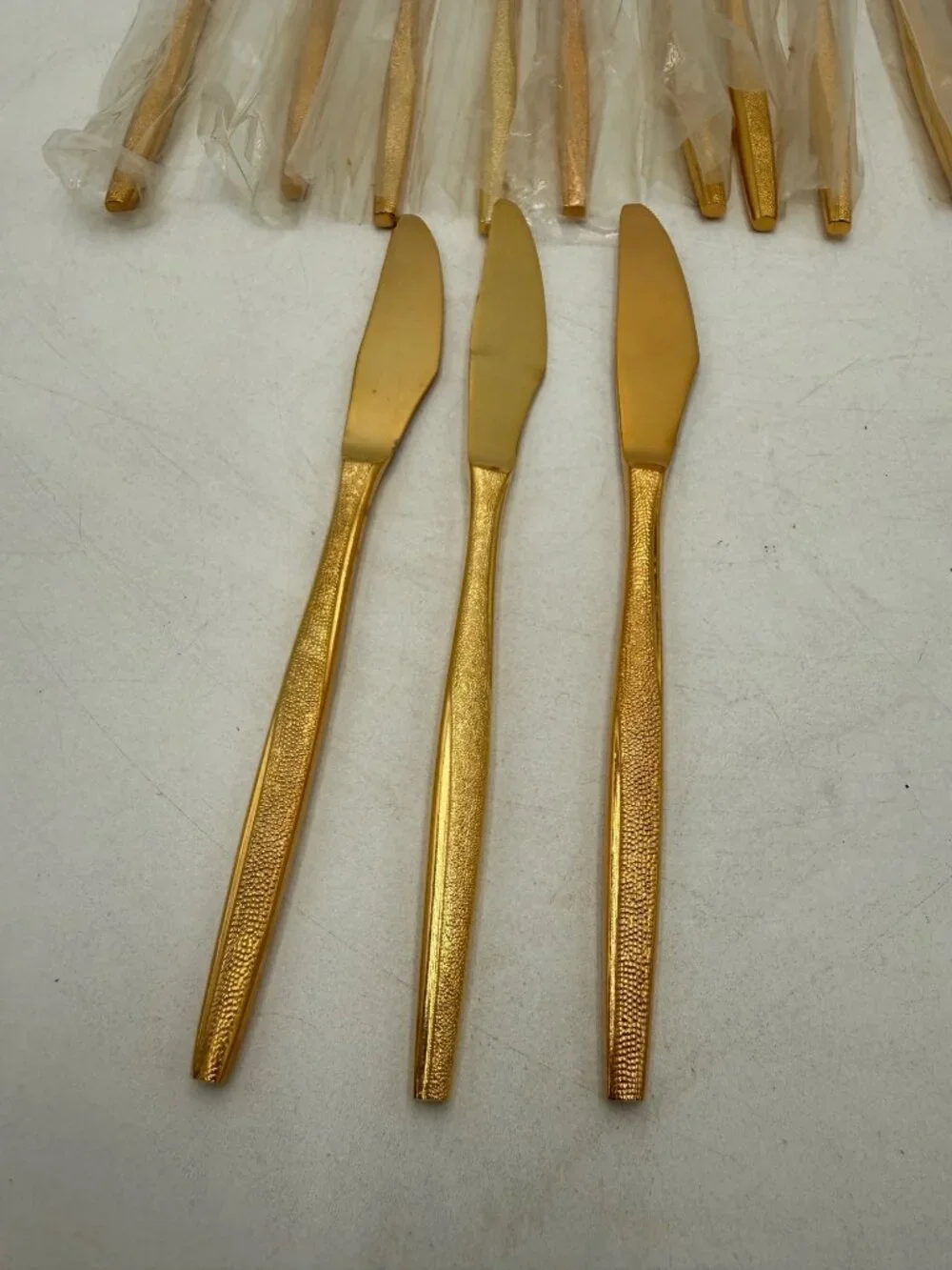Florentine Gold Stainless Steel Butter Knives Set 13 Textured Handles MCM